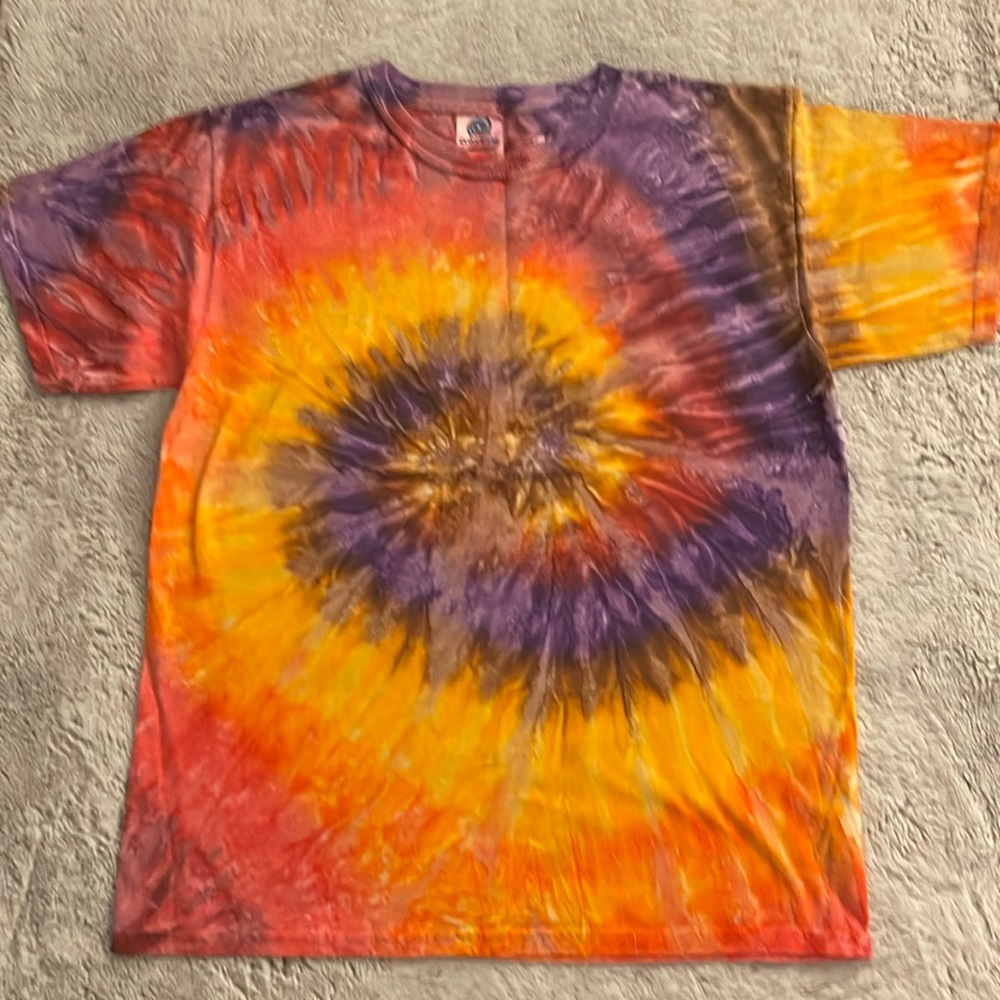 ColorTone Kids Tie Dyed SSTee Shirt  SZ L  14-16  Orange 
Purple Yellow